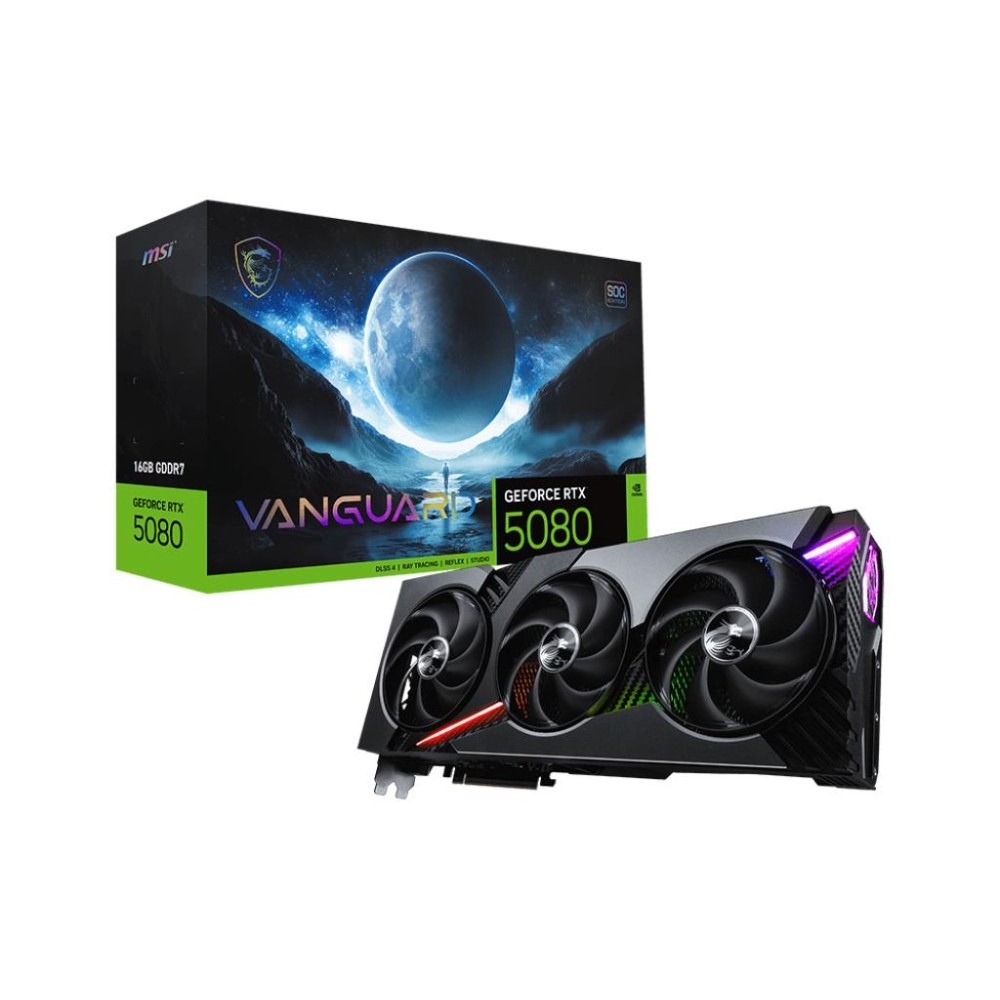Graphics Card|MSI|NVIDIA|GeForce RTX 5080|16 GB|GDDR7|256 bit|PCI Express 5.0|Active|RTX508016GVANGUARDSOC