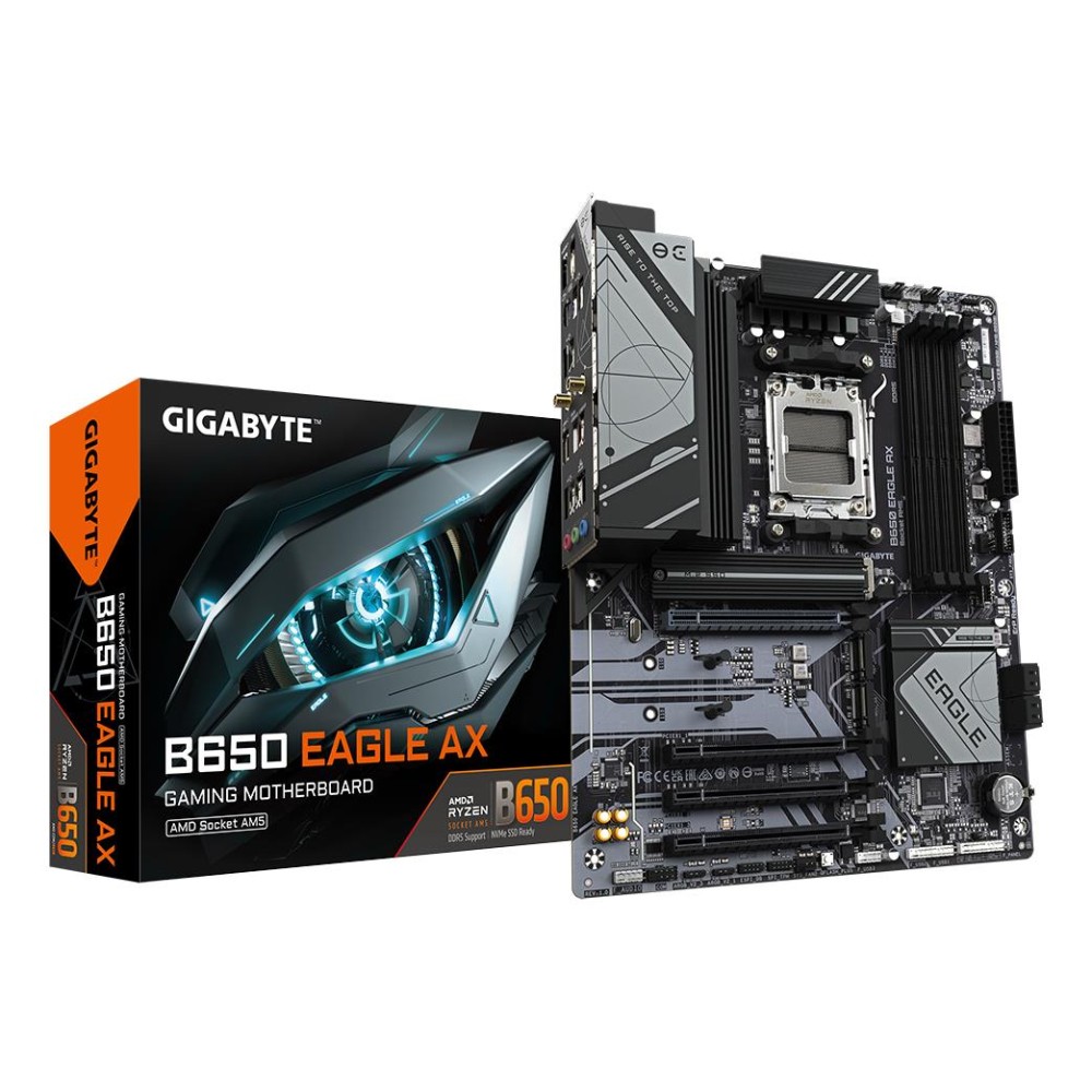 Mainboard|GIGABYTE|AMD B650|Socket AM5|ATX|RAM DDR5-SDRAM|4xSlots|Wi-Fi Yes|Bluetooth Yes|3xNumber of M.2 (M) slots|B650EAGLEAX1.2