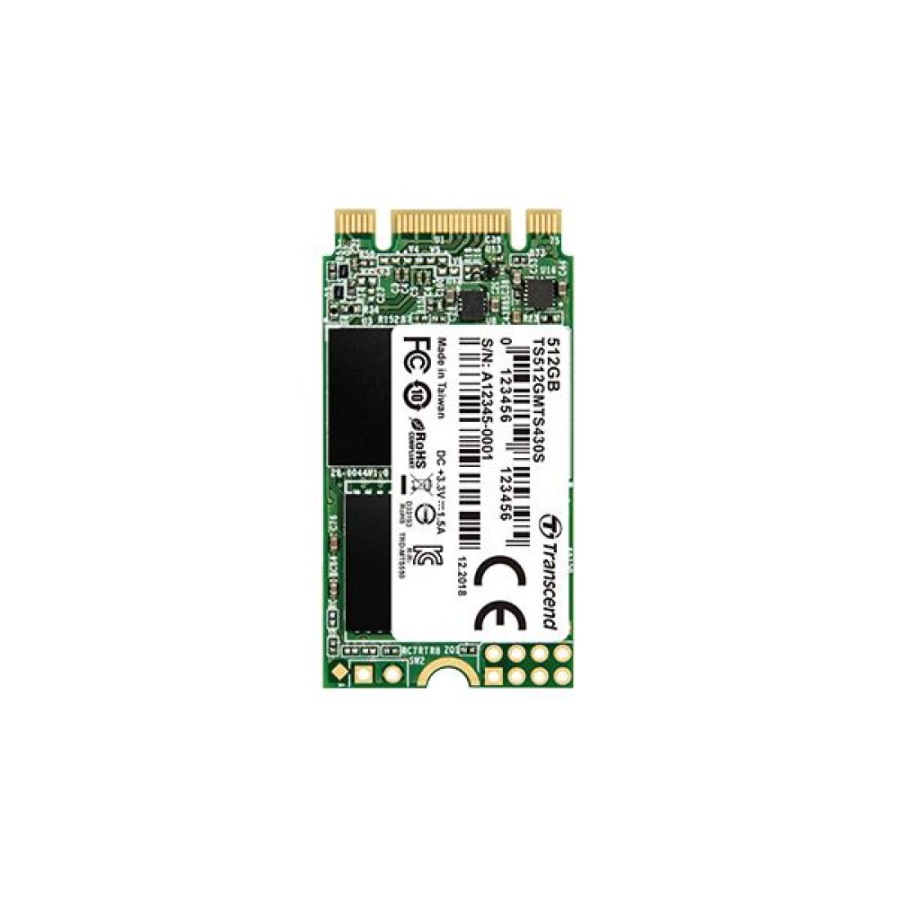 SSD|TRANSCEND|430S|512GB|M.2|SATA 3.0|TLC|Write speed 500 MBytes/sec|Read speed 560 MBytes/sec|MTBF 1000000 hours|TS512GMTS430S