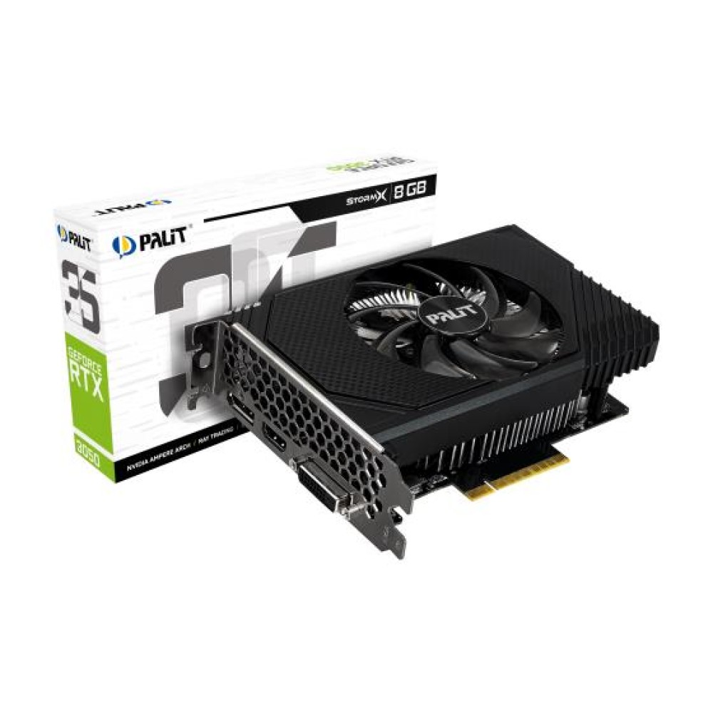 Graphics Card|PALIT|NVIDIA GeForce RTX 3050|8 GB|GDDR6|128 bit|PCIE 4.0 16x|GPU 1552 MHz|Dual Slot Fansink|1xDVI-D|1xHDMI|1xDisplayPort|NE63050018P1-1070F