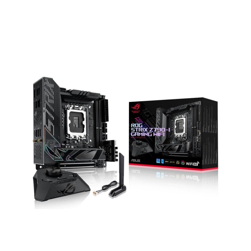 Mainboard|ASUS|Intel Z790|MiniITX|Memory DDR5|Memory slots 2|1xPCI-Express 5.0 16x|2xM.2|1xHDMI|2xUSB 2.0|4xUSB 3.2|1xUSB-C|2xUSB-C w/Thunderbolt|1xRJ45|ROGSTRIXZ790-IGAMWIFI Mainboard|ASUS|Intel Z790|MiniITX|Memory DDR5|Memory slots 2|1xPCI-Express 5.0 16x|2xM.2|1xHDMI|2xUSB 2.0|4xUSB 3.2|1xUSB-C|2xUSB-C w/Thunderbolt|1xRJ45|ROGSTRIXZ790-IGAMWIFI