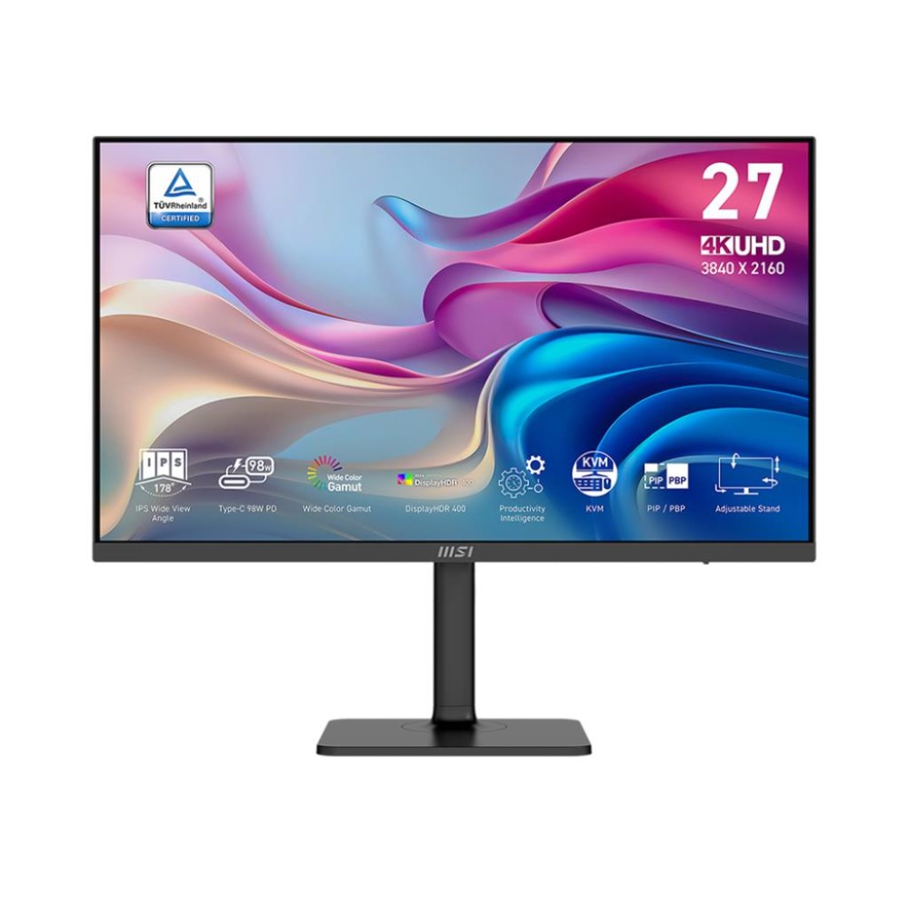 LCD Monitor|MSI|MODERN MD272UPHG|27"|Business/4K|Matte|Panel IPS|3840x2160|16:9|60Hz|4 ms|Speakers|Colour Black|MODERNMD272UPHG