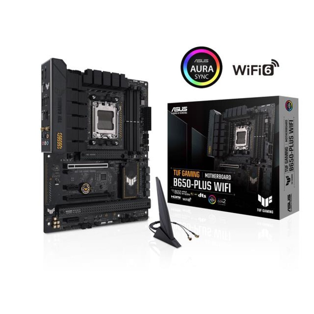 Mainboard|ASUS|AMD B650|SAM5|ATX|Memory DDR5|Memory slots 4|2xPCI-Express 4.0 1x|2xPCI-Express 4.0 16x|3xM.2|1xHDMI|1xDisplayPort|4xUSB 2.0|2xUSB 3.2|2xUSB-C|1xRJ45|5xAudio port|TUFGAMINGB650-PLUSWIFI Mainboard|ASUS|AMD B650|SAM5|ATX|Memory DDR5|Memory slots 4|2xPCI-Express 4.0 1x|2xPCI-Express 4.0 16x|3xM.2|1xHDMI|1xDisplayPort|4xUSB 2.0|2xUSB 3.2|2xUSB-C|1xRJ45|5xAudio port|TUFGAMINGB650-PLUSWIFI