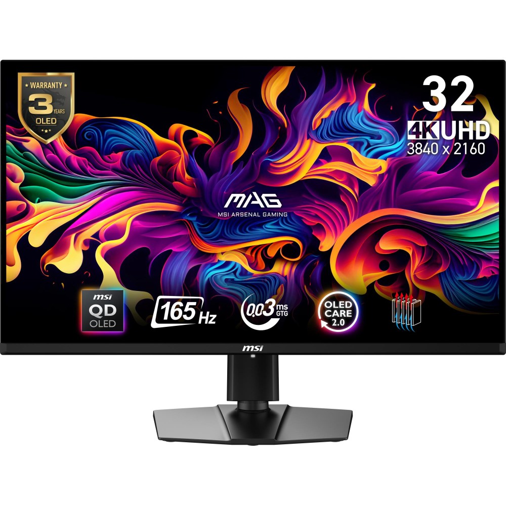 Monitor|MSI|31.5"|Gaming|Panel QD-OLED|3840x2160|16:9|165Hz|0.03 ms|Swivel|Pivot|Height adjustable|Tilt|Colour Black|MAG321UPQD-OLED Monitor|MSI|31.5"|Gaming|Panel QD-OLED|3840x2160|16:9|165Hz|0.03 ms|Swivel|Pivot|Height adjustable|Tilt|Colour Black|MAG321UPQD-OLED