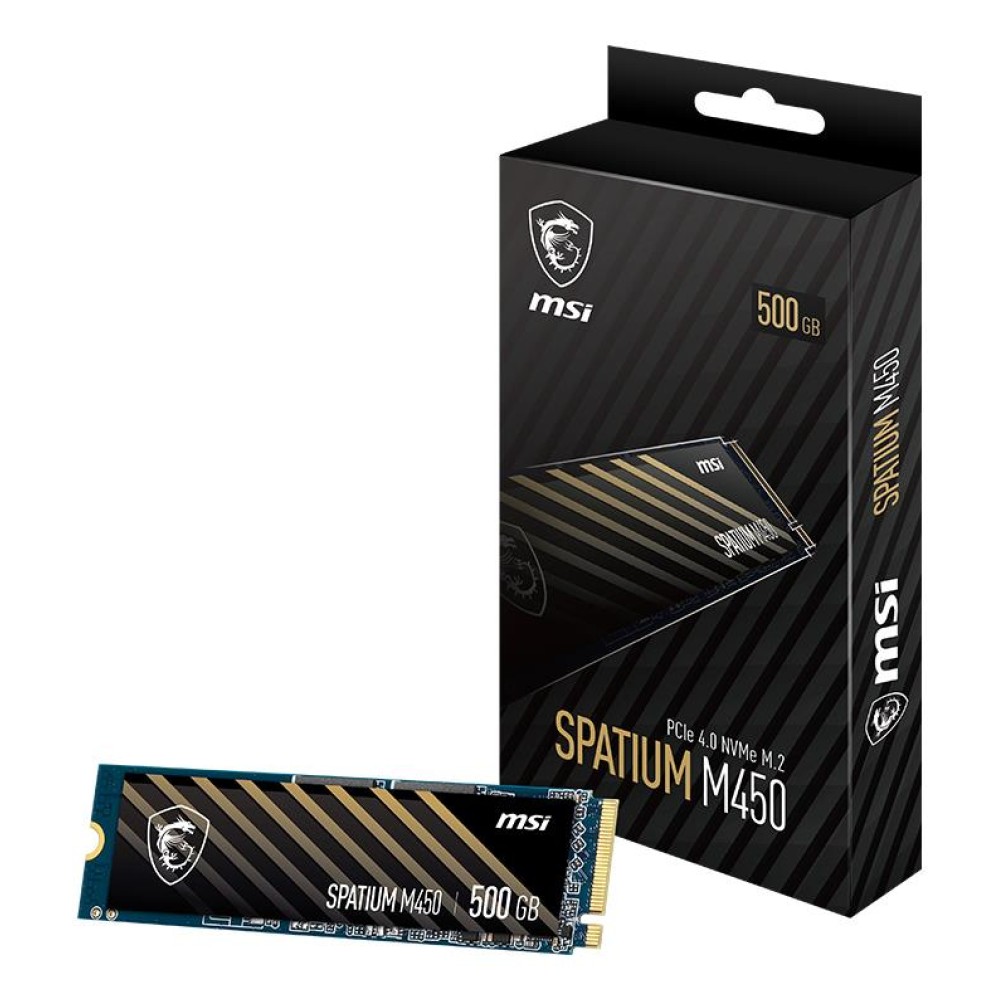 SSD|MSI|SPATIUM M450|500GB|M.2|PCIe Gen4|NVMe|3D NAND|Write speed 2300 MBytes/sec|Read speed 3600 MBytes/sec|2.15mm|TBW 300 TB|MTBF 1500000 hours|S78-440K220-P83