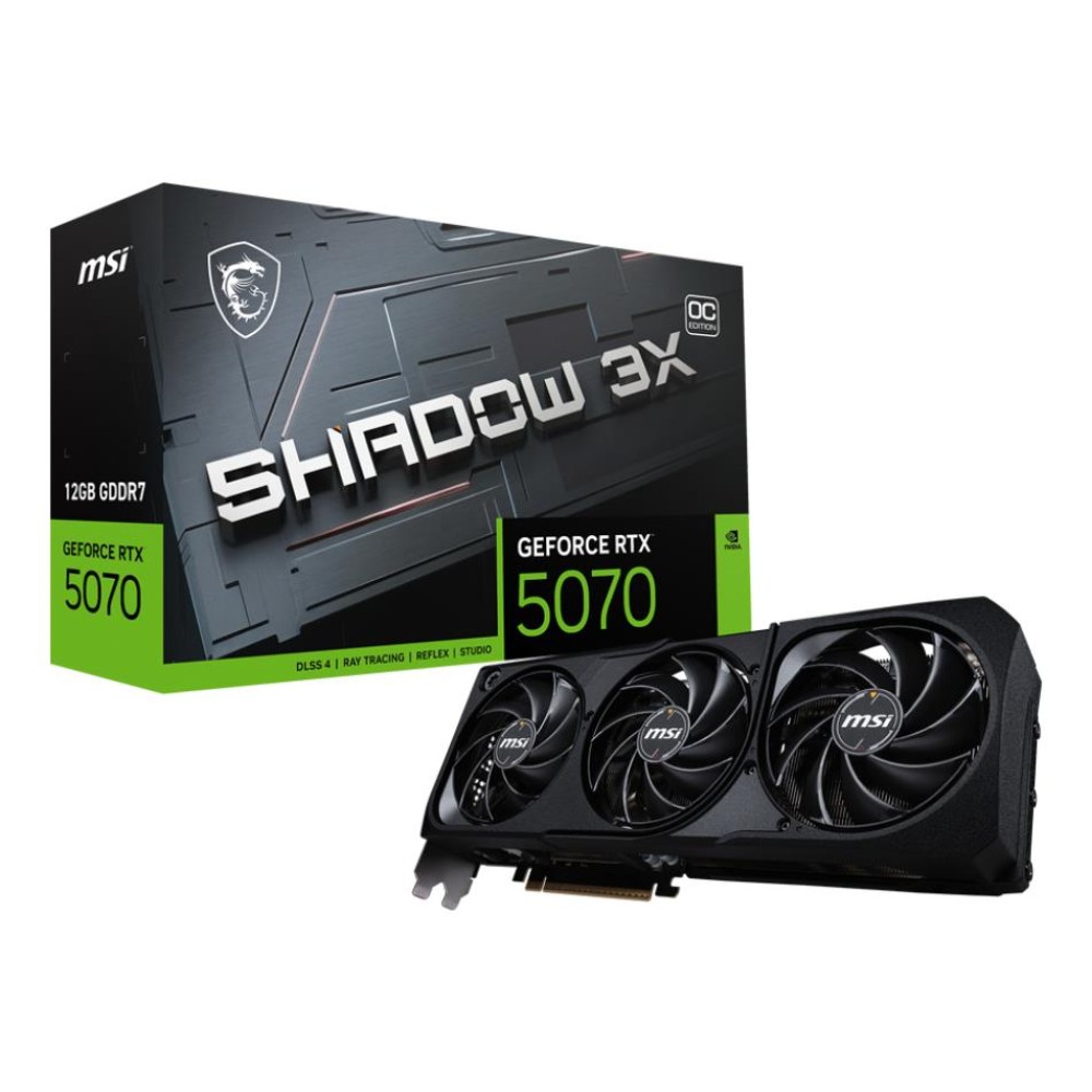Graphics Card|MSI|NVIDIA GeForce RTX 5070|12 GB|GDDR7|192 bit|PCIE 5.0 16x|Triple slot Fansink|RTX507012GSHADOW3XOC Graphics Card|MSI|NVIDIA GeForce RTX 5070|12 GB|GDDR7|192 bit|PCIE 5.0 16x|Triple slot Fansink|RTX507012GSHADOW3XOC