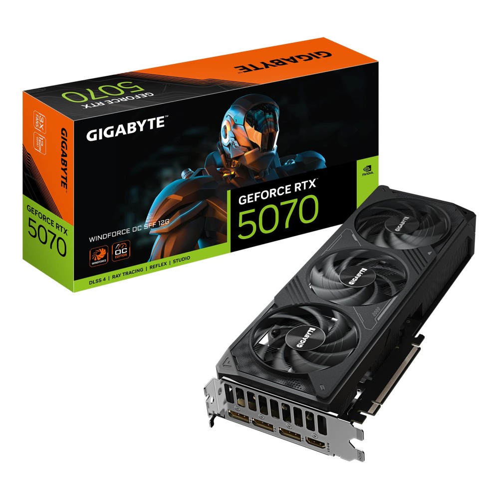 Graphics Card|GIGABYTE|NVIDIA GeForce RTX 5070|12 GB|GDDR7|192 bit|PCIE 5.0 16x|GPU 2542 MHz|Triple slot Fansink|1xHDMI|3xDisplayPort|GV-N5070WF3OC-12GD