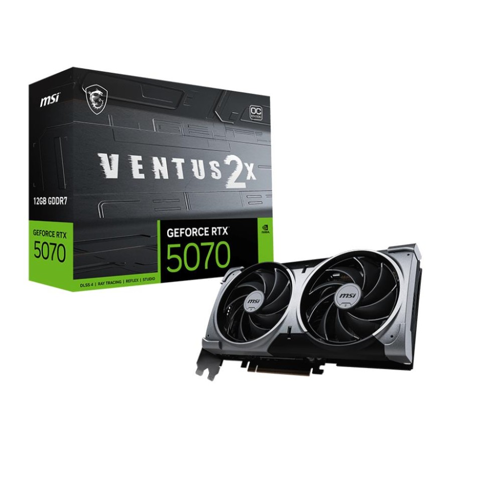 Graphics Card|MSI|NVIDIA GeForce RTX 5070|12 GB|GDDR7|192 bit|PCIE 5.0 16x|Dual Slot Fansink|1xHDMI|3xDisplayPort|RTX507012GVENTUS2XOC Graphics Card|MSI|NVIDIA GeForce RTX 5070|12 GB|GDDR7|192 bit|PCIE 5.0 16x|Dual Slot Fansink|1xHDMI|3xDisplayPort|RTX507012GVENTUS2XOC