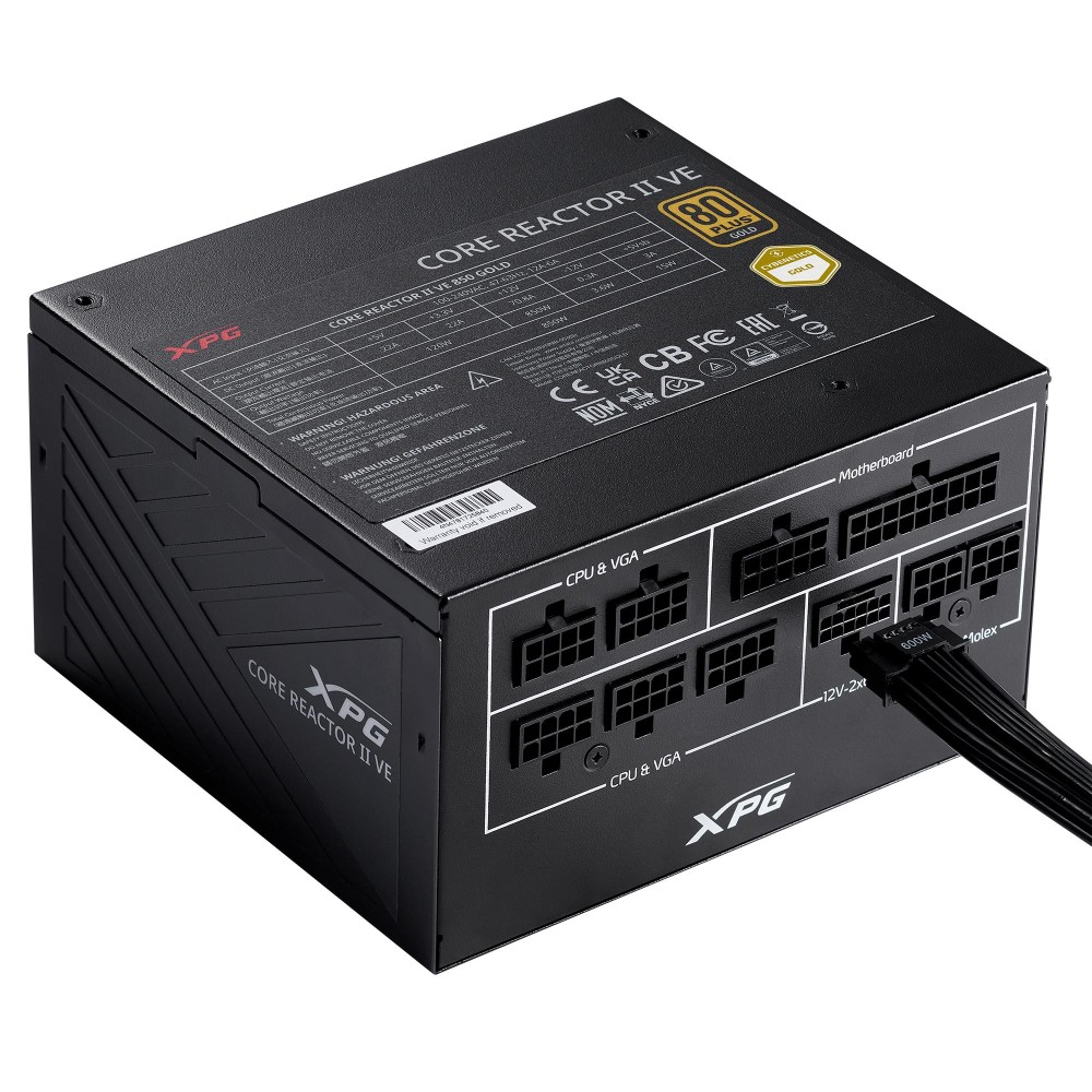 Power Supply|ADATA|XPG CORE REACTOR II VE|850 Watts|Efficiency 80 PLUS GOLD|COREREACTORIIVE850G-BKCEU