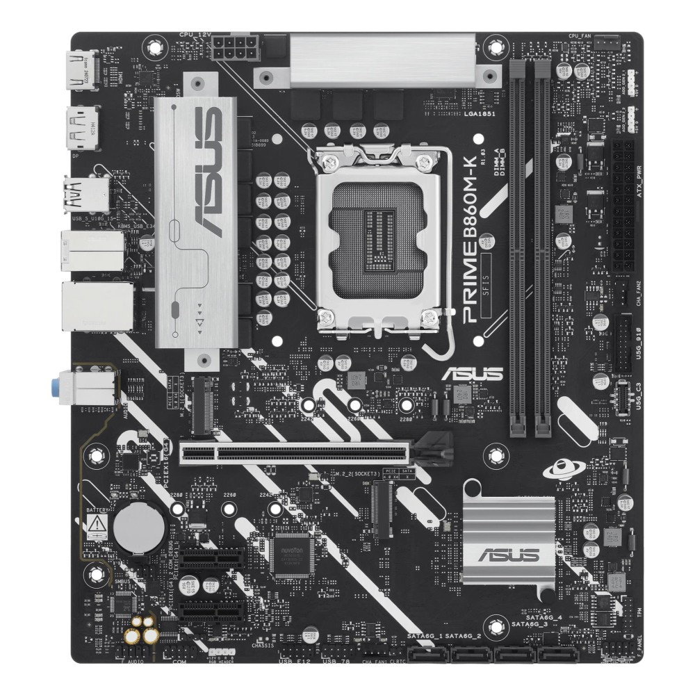 Mainboard|ASUS|Intel B860 Express|LGA1851|Micro-ATX|Memory DDR5|Memory slots 2|2xPCI-Express 4.0 1x|1xPCI-Express 4.0 16x|2xM.2|1xHDMI|1xDisplayPort|1xAudio-In|1xAudio-Out|1xMicrophone|3xUSB 2.0|2xUSB 3.0|1xUSB 3.2|1xPS/2|1xRJ45|PRIMEB860M-K