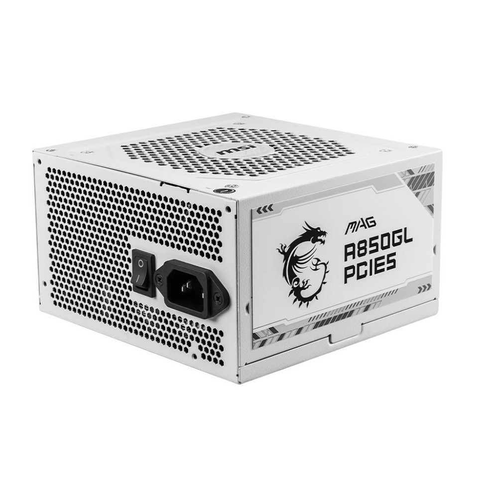 Power Supply|MSI|850 Watts|Efficiency 80 PLUS GOLD|PFC Active|MAGA850GLPCIE5WHITE Power Supply|MSI|850 Watts|Efficiency 80 PLUS GOLD|PFC Active|MAGA850GLPCIE5WHITE