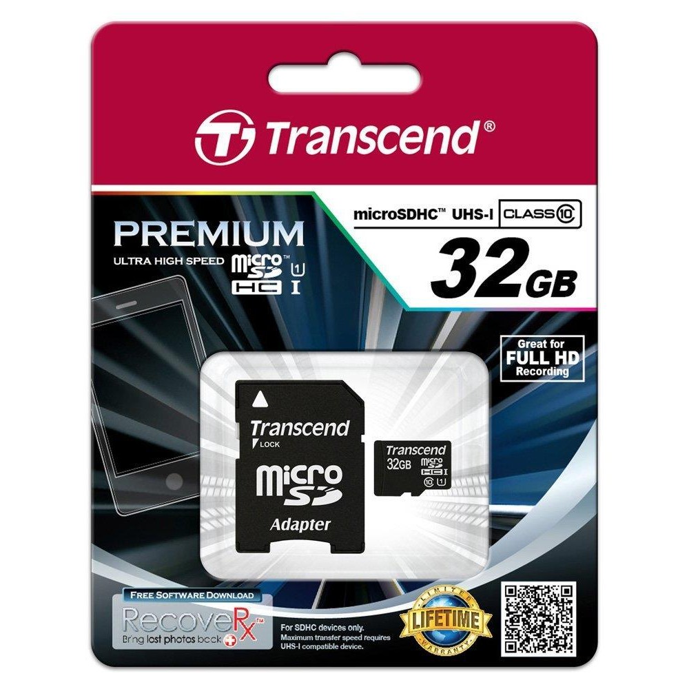 MEMORY MICRO SDHC 32GB W/ADAPT/CLASS10 TS32GUSDU1 TRANSCEND