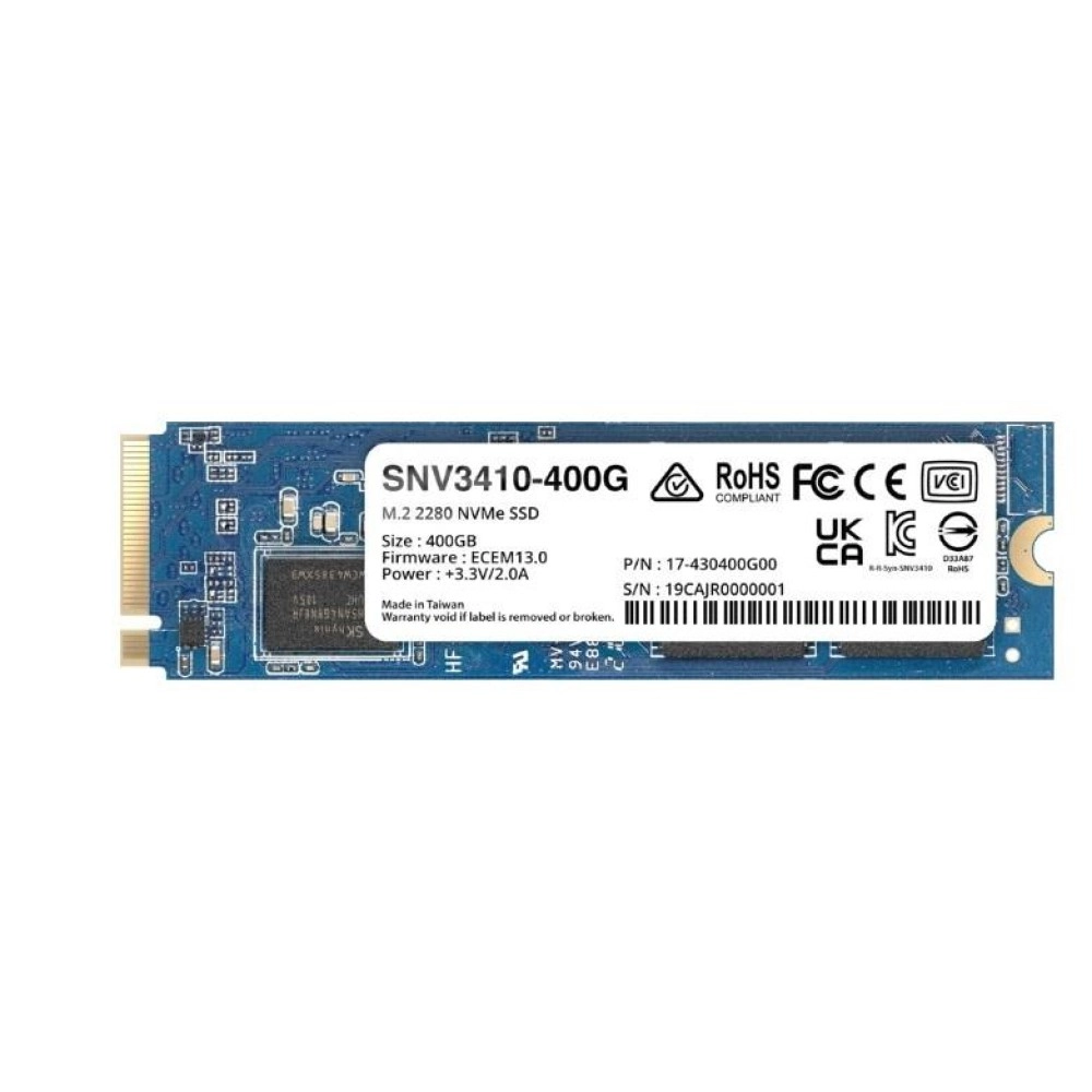 SSD|SYNOLOGY|SNV3400|400GB|M.2|PCIE|NVMe|Write speed 750 MBytes/sec|Read speed 3000 MBytes/sec|TBW 491 TB|MTBF 1800000 hours|SNV3410-400G