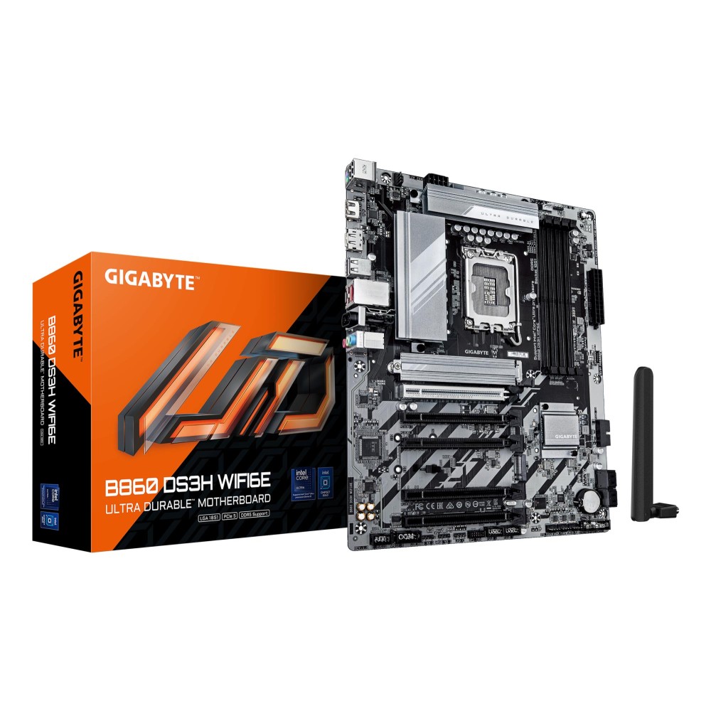 Mainboard|GIGABYTE|Intel B860 Express|LGA1851|ATX|Memory DDR5|5xPCI-Express 16x|2xM.2|1xHDMI|1xDisplayPort|1xAudio-In|1xAudio-Out|1xMicrophone|1xUSB 2.0|1xUSB 3.2|1xUSB-C|1xPS/2|1xRJ45|B860DS3HWIFI6E1.0