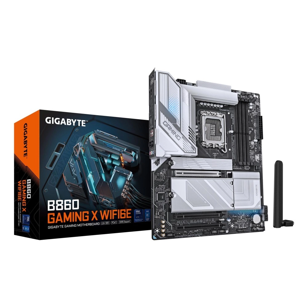 Mainboard|GIGABYTE|Intel B860 Express|LGA1851|ATX|Memory DDR5|Memory slots 4|1xPCI-Express 16x|2xM.2|1xHDMI|1xDisplayPort|1xAudio-In|1xAudio-Out|1xMicrophone|5xUSB 2.0|3xUSB 3.2|1xUSB-C|1xRJ45|B860GAMINGXWIFI6E1.0