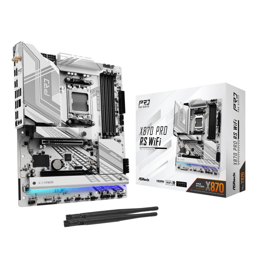 Mainboard|ASROCK|AMD X870|SAM5|ATX|Memory DDR5|Memory slots 4|1xPCI-Express 4.0 16x|1xPCI-Express 5.0 16x|4xM.2|1xHDMI|6xUSB 2.0|4xUSB 3.2|2xUSB-C|1xOptical S/PDIF|1xRJ45|2xAudio port|X870PRORSWIFI