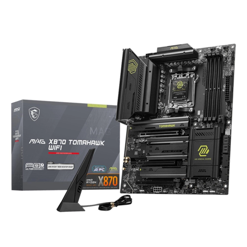 Mainboard|MSI|AMD X870|SAM5|ATX|Memory DDR5|Memory slots 4|1xPCI-Express 1x|3xPCI-Express 16x|4xM.2|1xHDMI|1xAudio-In|1xAudio-Out|4xUSB 2.0|4xUSB 3.2|3xUSB-C|1xRJ45|MAGX870TOMAHAWKWIFI