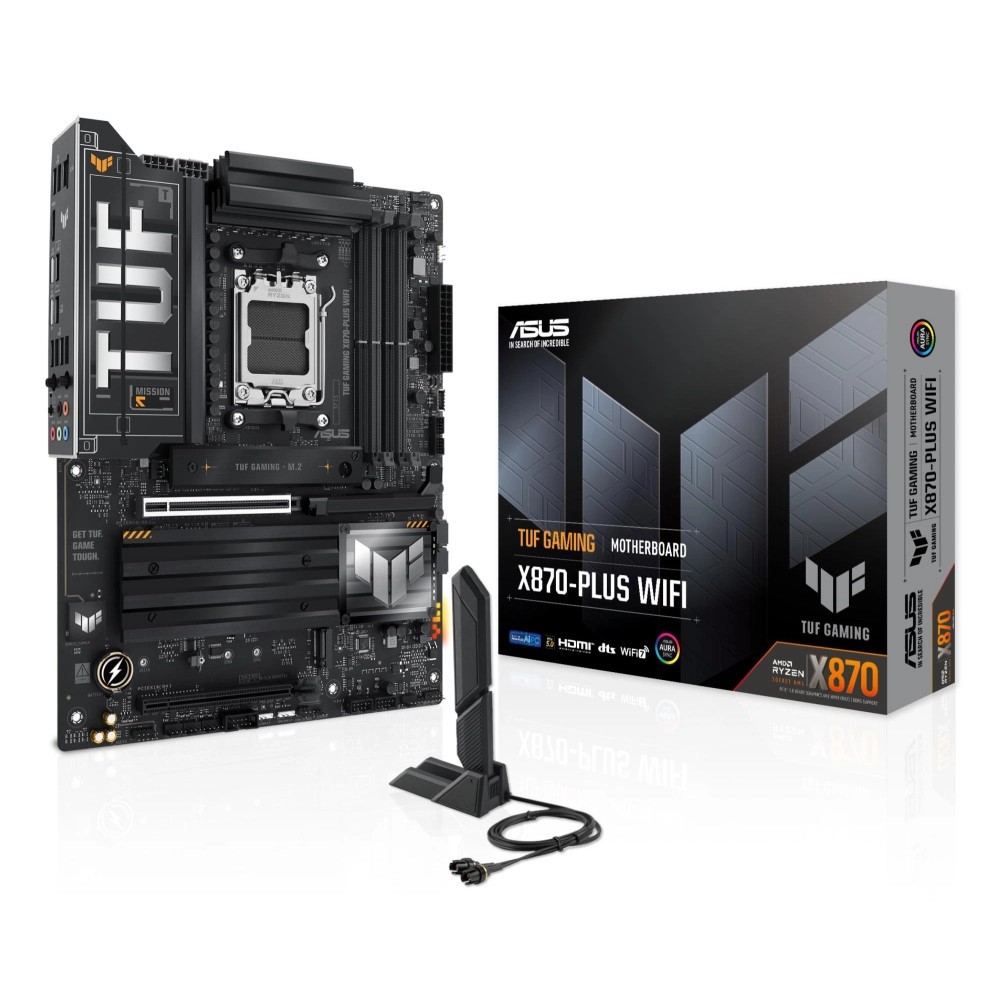Mainboard|ASUS|AMD X870|SAM5|ATX|Memory DDR5|Memory slots 4|2xPCI-Express 4.0 16x|1xPCI-Express 5.0 16x|4xM.2|1xHDMI|1xUSB 2.0|7xUSB 3.2|2xUSB-C|1xRJ45|5xAudio port|TUFGAMINGX870-PLUSWIFI