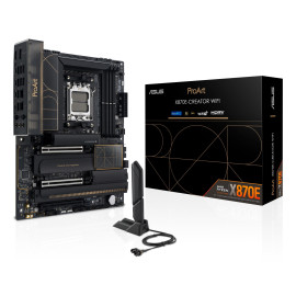 Mainboard|ASUS|AMD X870E|SAM5|ATX|Memory DDR5|Memory slots 4|3xPCI-Express 4.0 16x|2xPCI-Express 5.0 16x|4xM.2|1xHDMI|1xDisplayPort|1xUSB 2.0|7xUSB 3.2|3xUSB-C|1xRJ45|3xAudio port|PROARTX870E-CREATORWIFI