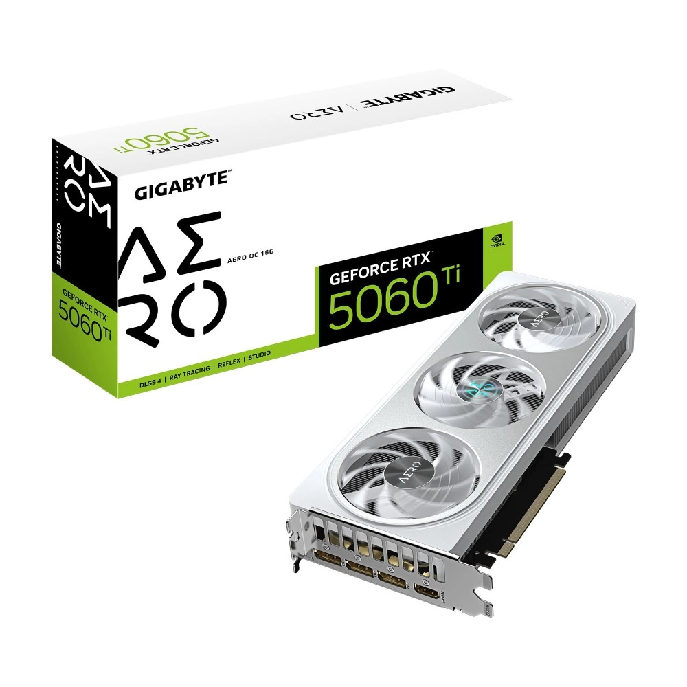 Graphics Card|GIGABYTE|NVIDIA GeForce RTX 5060 Ti|16 GB|GDDR7|128 bit|PCIE 5.0 16x|GPU 2647 MHz|Triple slot Fansink|1xHDMI|3xDisplayPort|GV-N506TAEROOC-16GD1.0