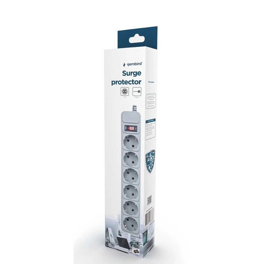 PROTECTOR POWER SURGE 1.8M/6OUTL SPG6-B-6C GEMBIRD