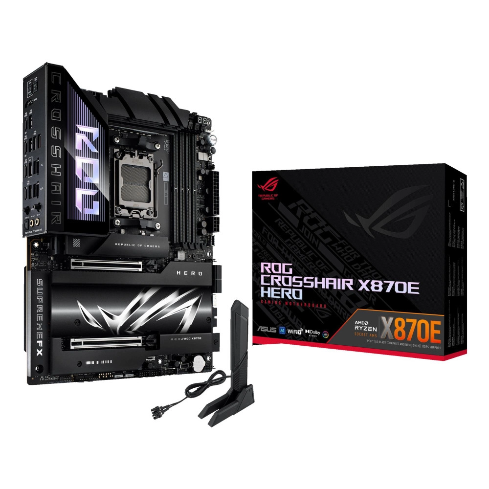 Mainboard|ASUS|AMD X870E|SAM5|ATX|Memory DDR5|Memory slots 4|2xPCI-Express 4.0 16x|2xPCI-Express 5.0 16x|4xM.2|1xHDMI|1xAudio-In|1xAudio-Out|6xUSB 3.2|2xUSB-C|2xUSB4|1xOptical S/PDIF|1xRJ45|ROGCROSSHAIRX870EHERO