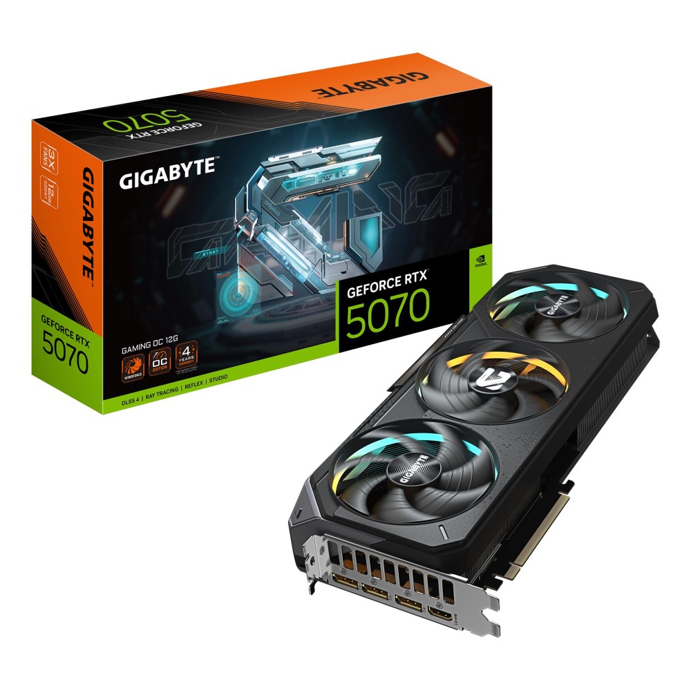Graphics Card|GIGABYTE|NVIDIA GeForce RTX 5070|12 GB|GDDR7|192 bit|PCIE 5.0 16x|GPU 2625 MHz|Triple slot Fansink|1xHDMI|3xDisplayPort|GV-N5070GAMINGOC-12GD