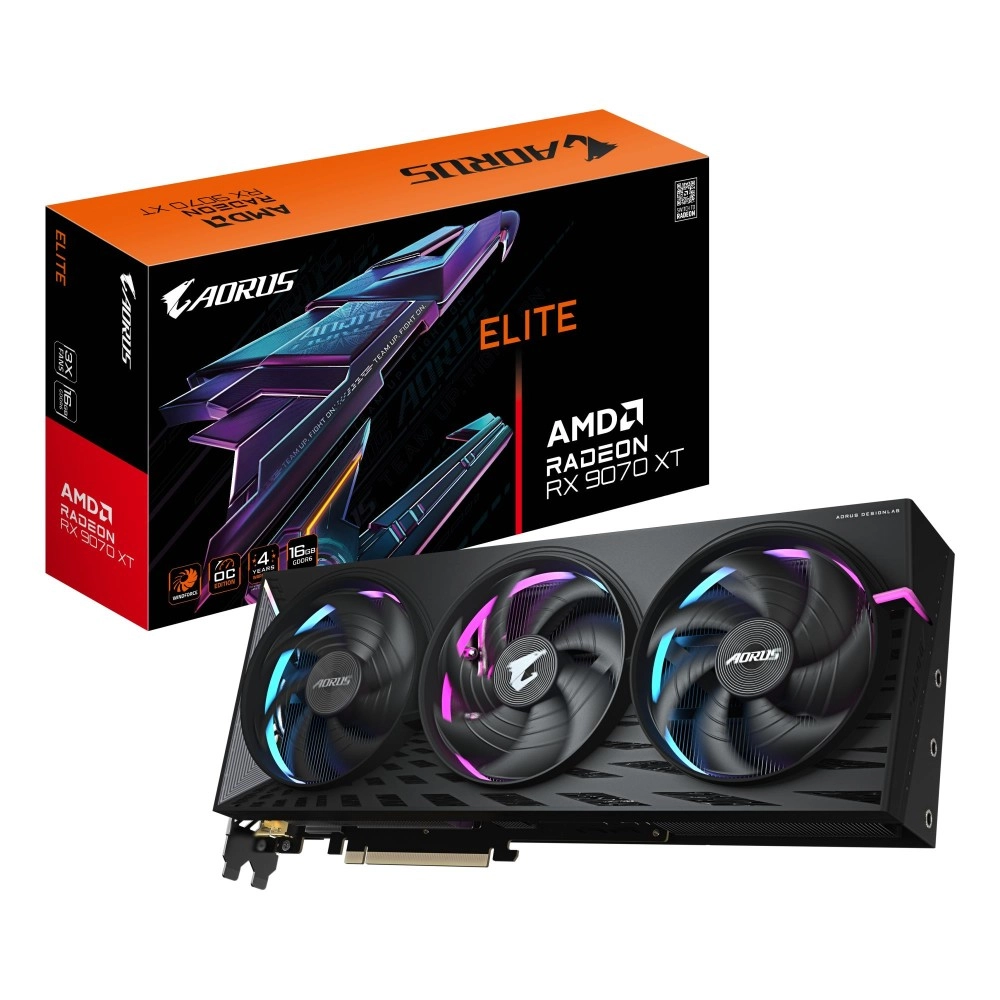 Graphics Card|GIGABYTE|AMD|Radeon RX 9070 XT|16 GB|GDDR6|256 bit|PCI Express 5.0|Active|R9070XTAORUSE-16GD1.0