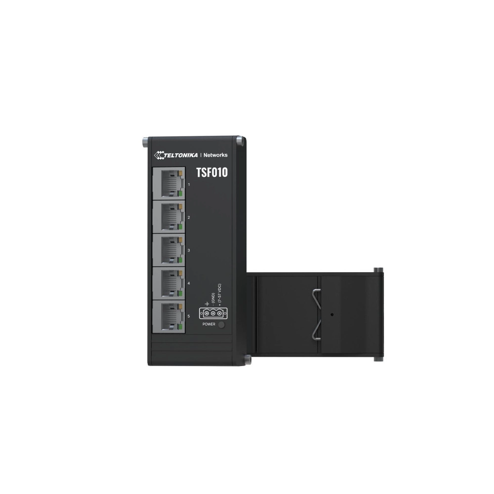 Switch|TELTONIKA|Switch type Unmanaged|Form factor DIN rail|5xRJ-45 ports|RJ-45 Ports Type Fast Ethernet (10/100)|5xFast Ethernet (copper) ports quantity|TSF010000000