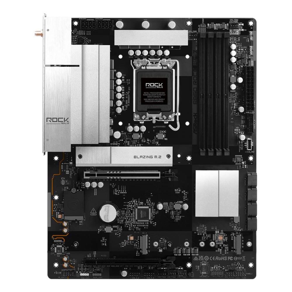 Mainboard|ASROCK|B860 Rock WiFi 7|Intel B860|LGA 1851 (Socket V1)|ATX|RAM DDR5-SDRAM|4xSlots|Wi-Fi Yes|Bluetooth Yes|3xNumber of M.2 (M) slots|B860ROCKWIFI7