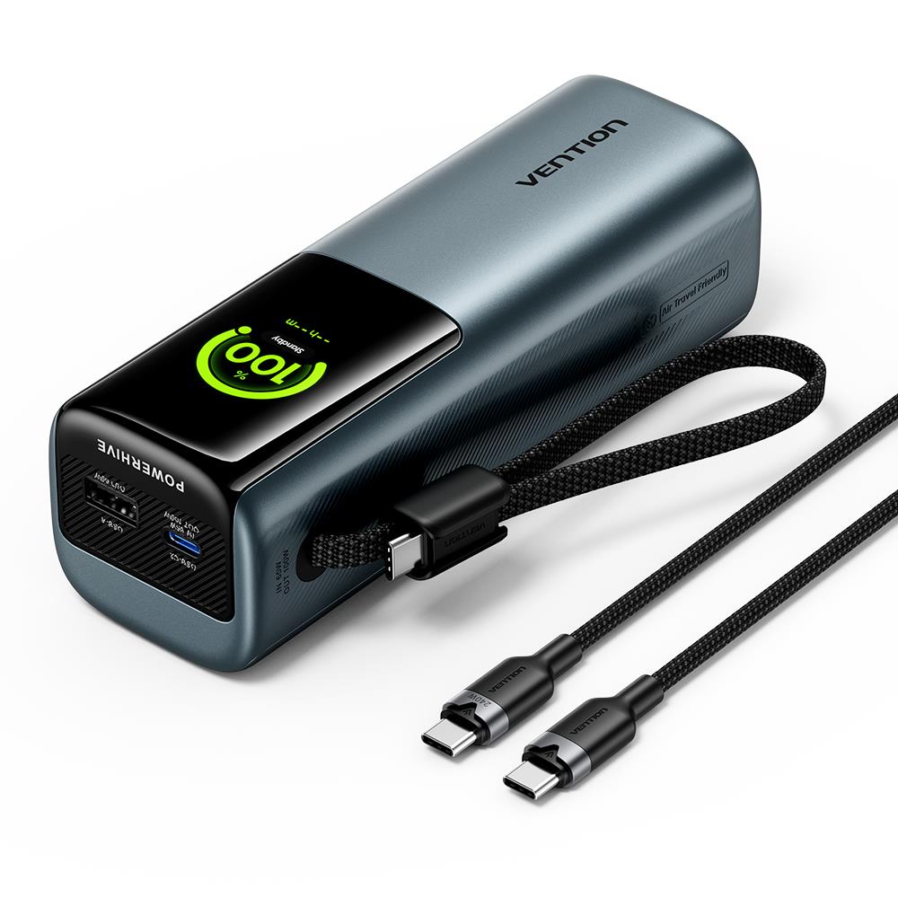 POWER BANK USB 20000MAH 165W/GRAY TFT DISPLAY FKFH0 VENTION