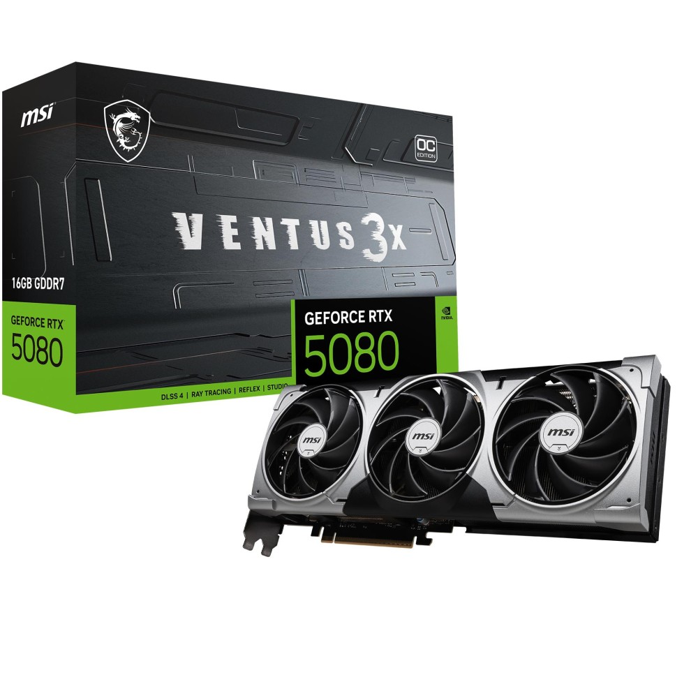 Graphics Card|MSI|NVIDIA GeForce RTX 5080|16 GB|GDDR7|256 bit|PCIE 5.0 16x|Dual Slot Fansink|1xHDMI|3xDisplayPort|RTX508016GVENTUS3XOC