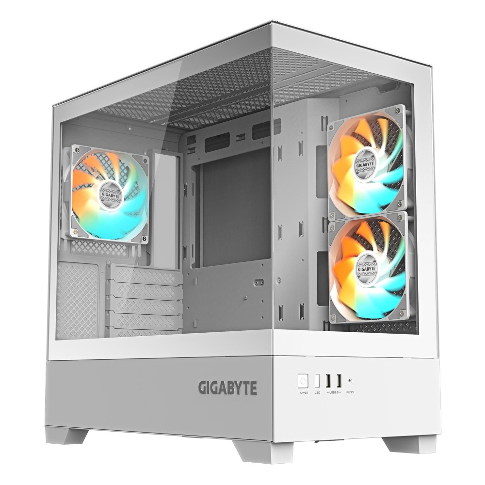 Case|GIGABYTE|GB-C201PI|MidiTower|Case product features Rackmountable/Accessory/Transparent panel|Not included|MicroATX|MiniITX|Colour White|GB-C201PI