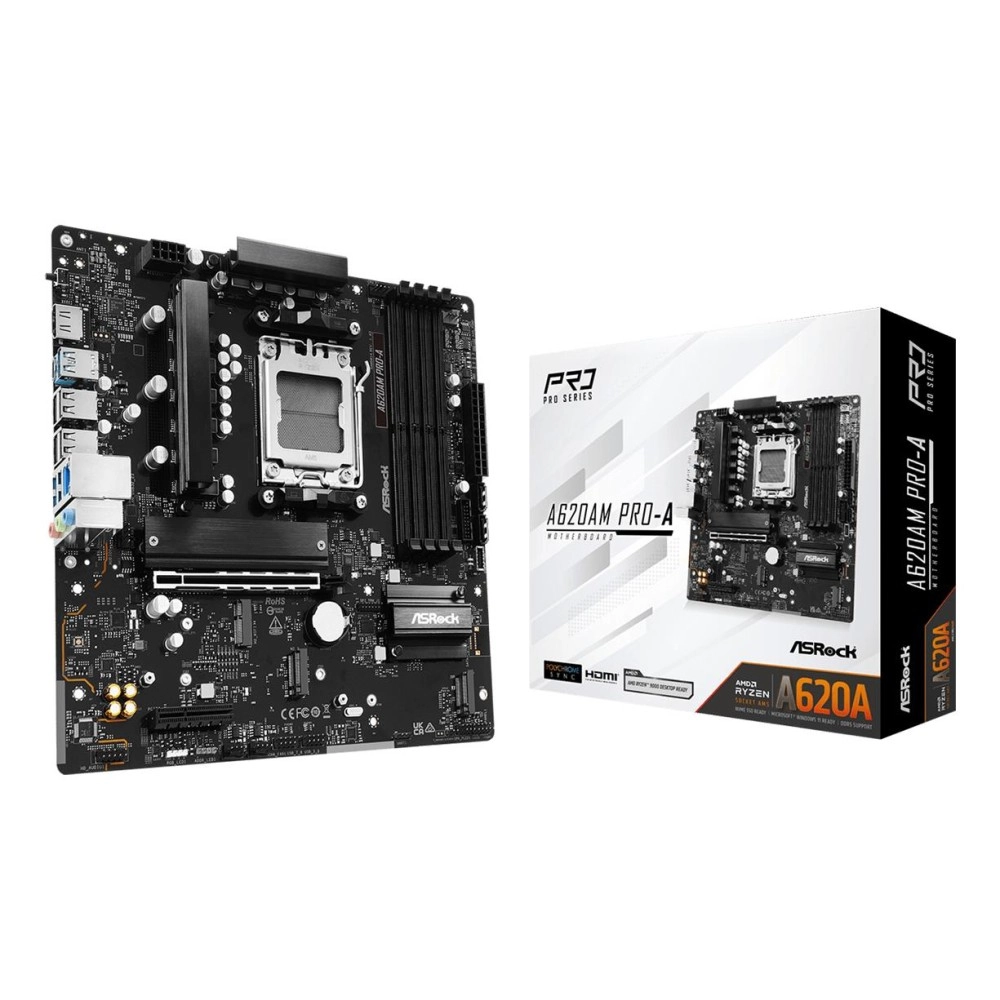 Mainboard|ASROCK|AMD A620|Socket AM5|micro ATX|RAM DDR5-SDRAM|4xSlots|On-board graphics card Yes|3xNumber of M.2 (M) slots|A620AM Pro-A|A620AMPRO-A