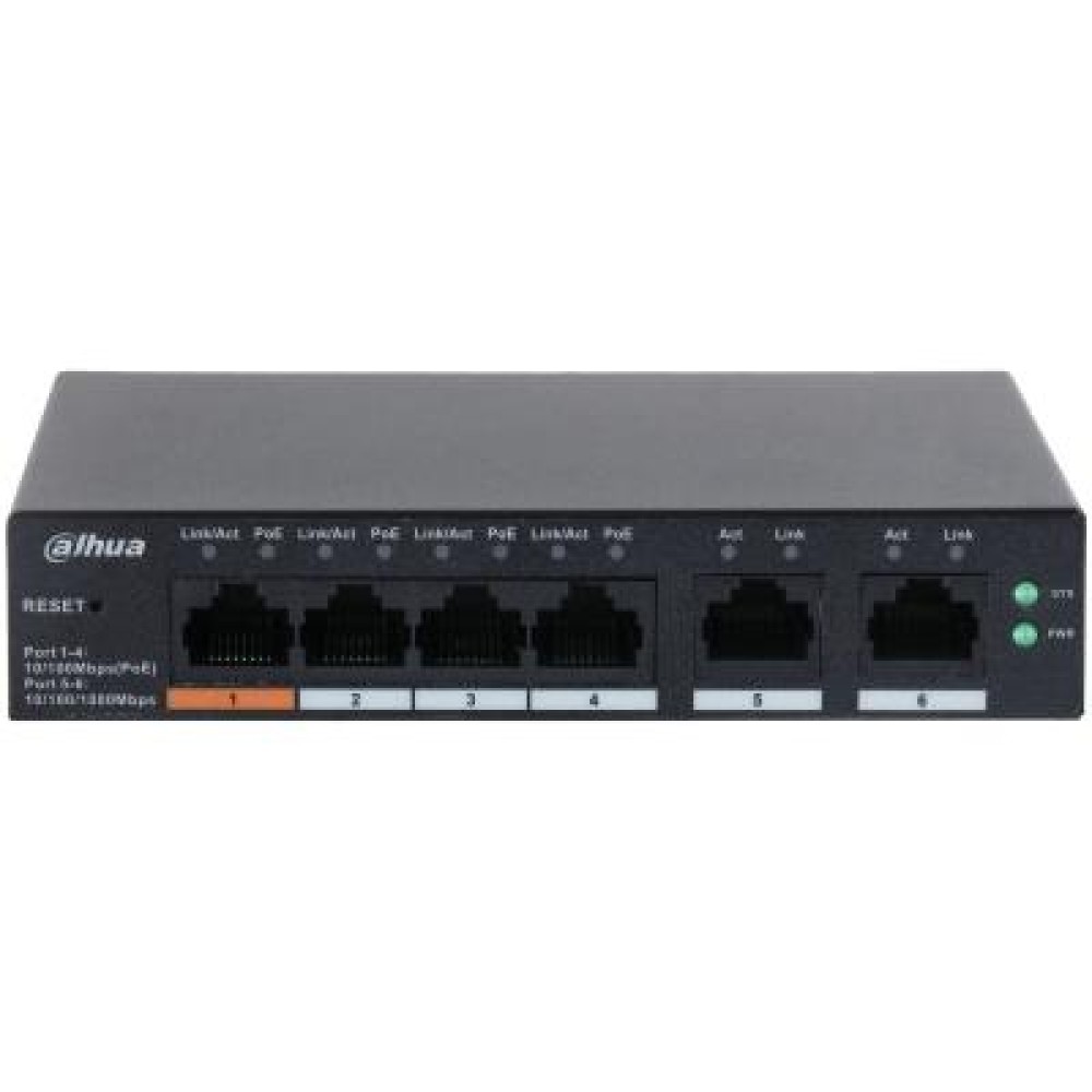 Switch|DAHUA|DH-CS4006-4ET2ET-60|Switch type Managed|Switch layer L2|6xRJ-45 ports|RJ-45 Ports Type Gigabit Ethernet (10/100/1000)|4xFast Ethernet (copper) ports quantity|2xGigabit Ethernet (copper) ports quantity|Power over Ethernet (PoE) Yes|4xPowe