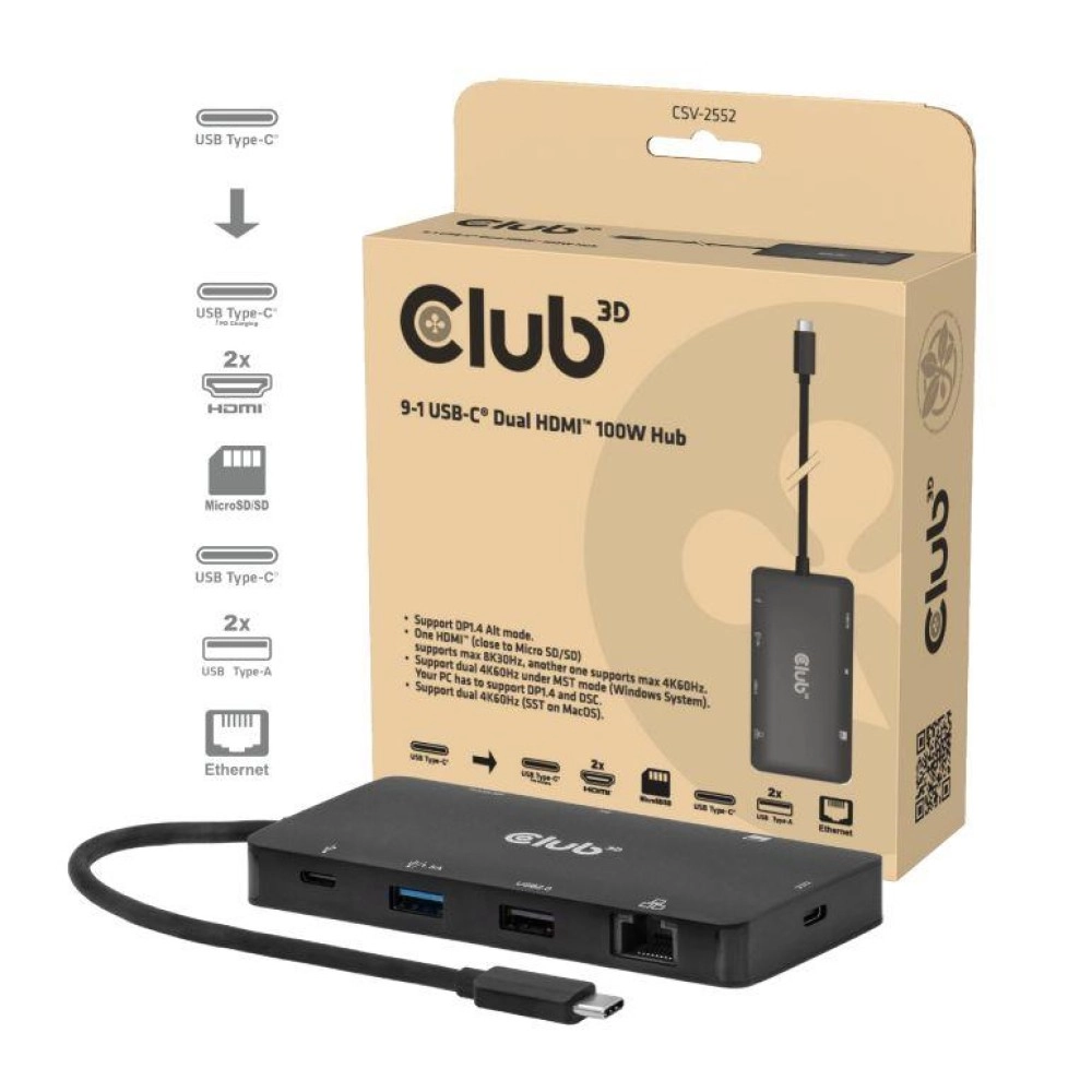 I/O HUB 9IN1 USB-C/100W CSV-2552 CLUB3D