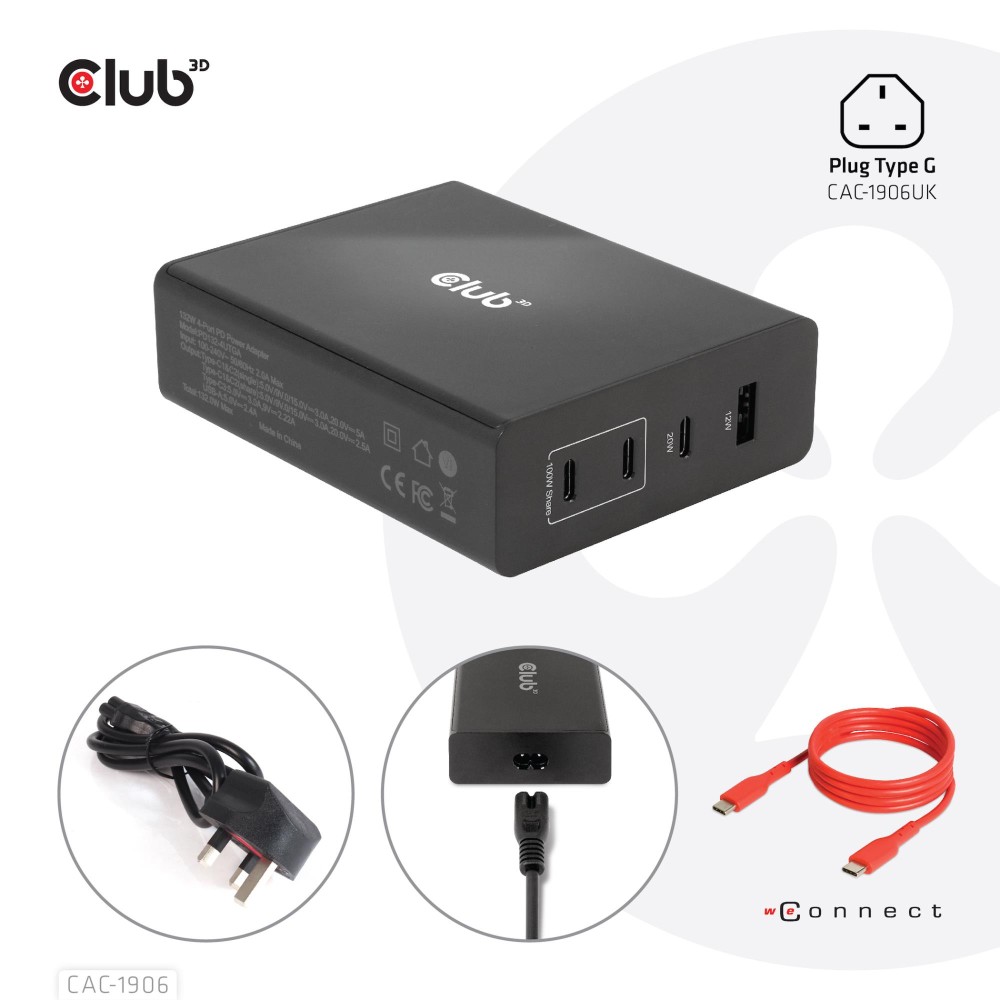 MOBILE TRAVEL CHARGER USB-C/132W GAN CAC-1906 CLUB3D