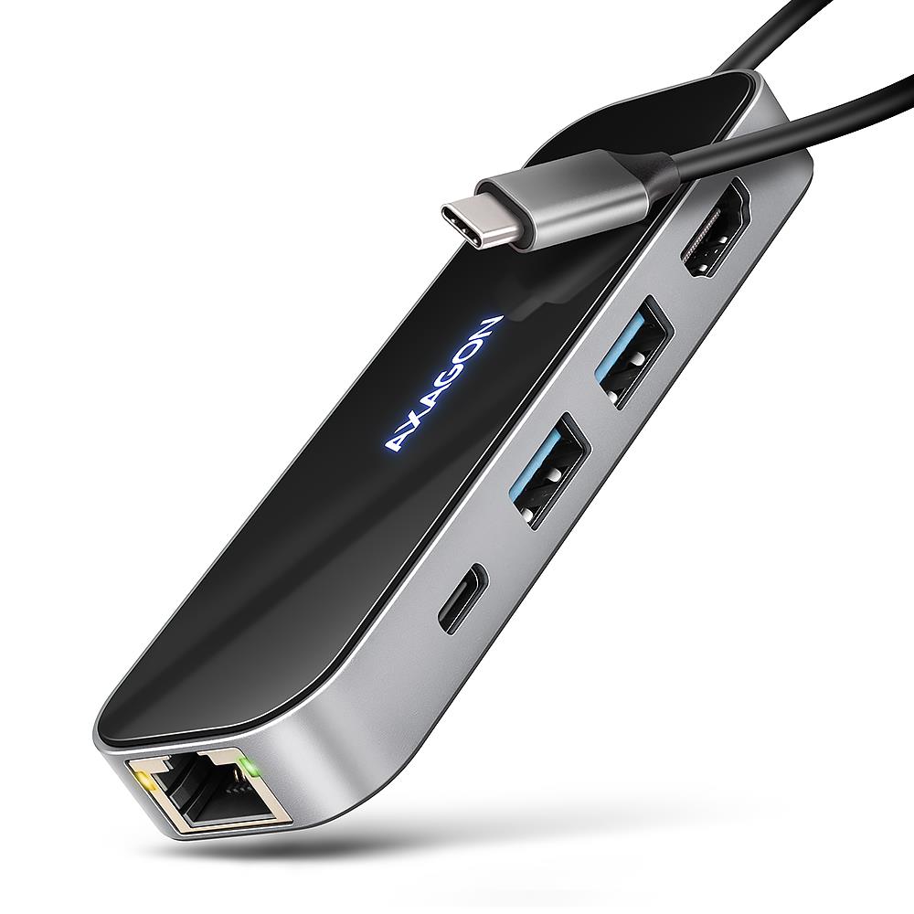 I/O HUB USB-C 6IN1/GLASS 0.2M HMC-6GLN AXAGON