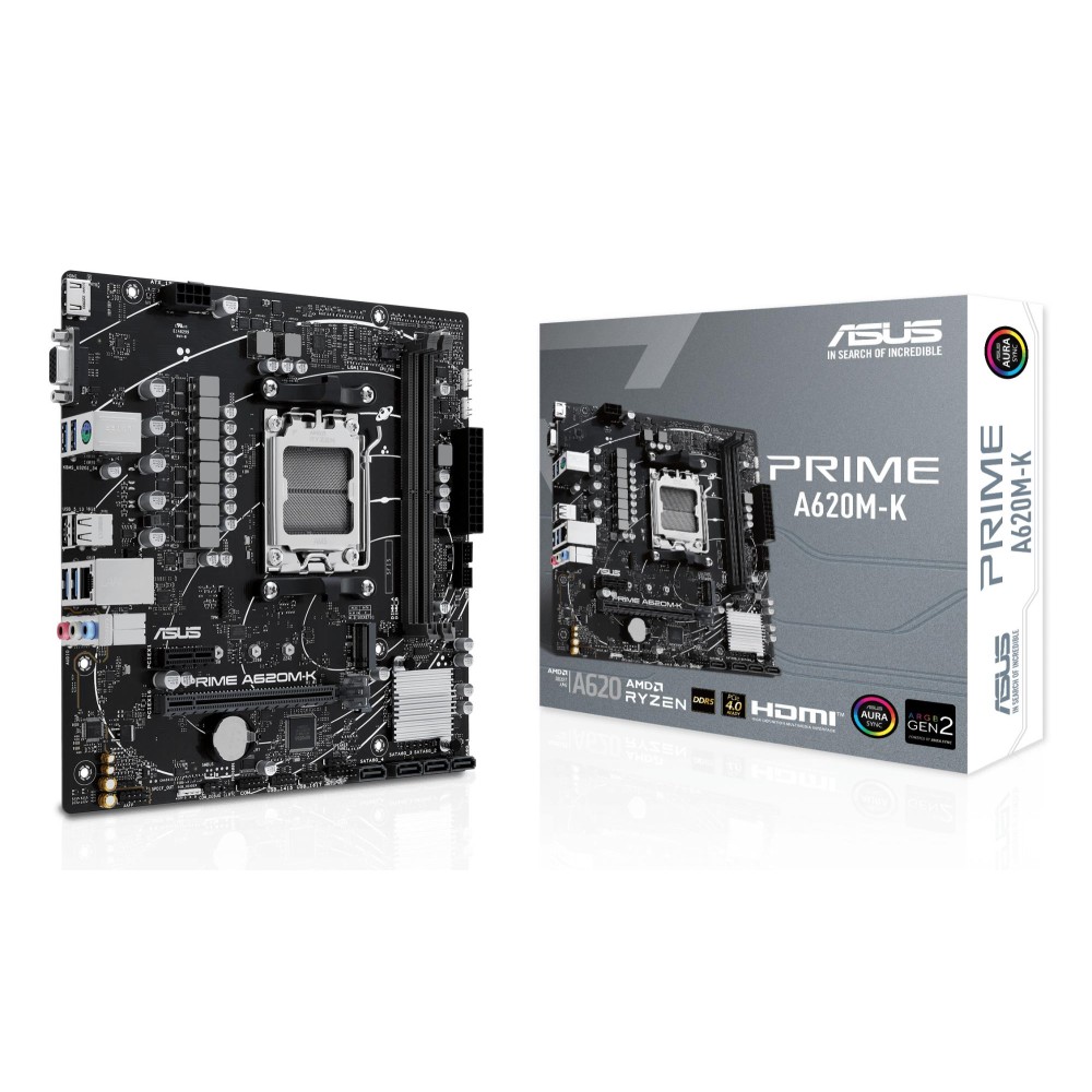 Mainboard|ASUS|AMD A620|Micro-ATX|Memory DDR5|Memory slots 2|1xPCI-Express 3.0 1x|1xPCI-Express 4.0 16x|1xM.2|1x15pin D-sub|1xHDMI|2xUSB 2.0|4xUSB 3.2|1xPS/2|1xRJ45|3xAudio port|PRIMEA620M-K