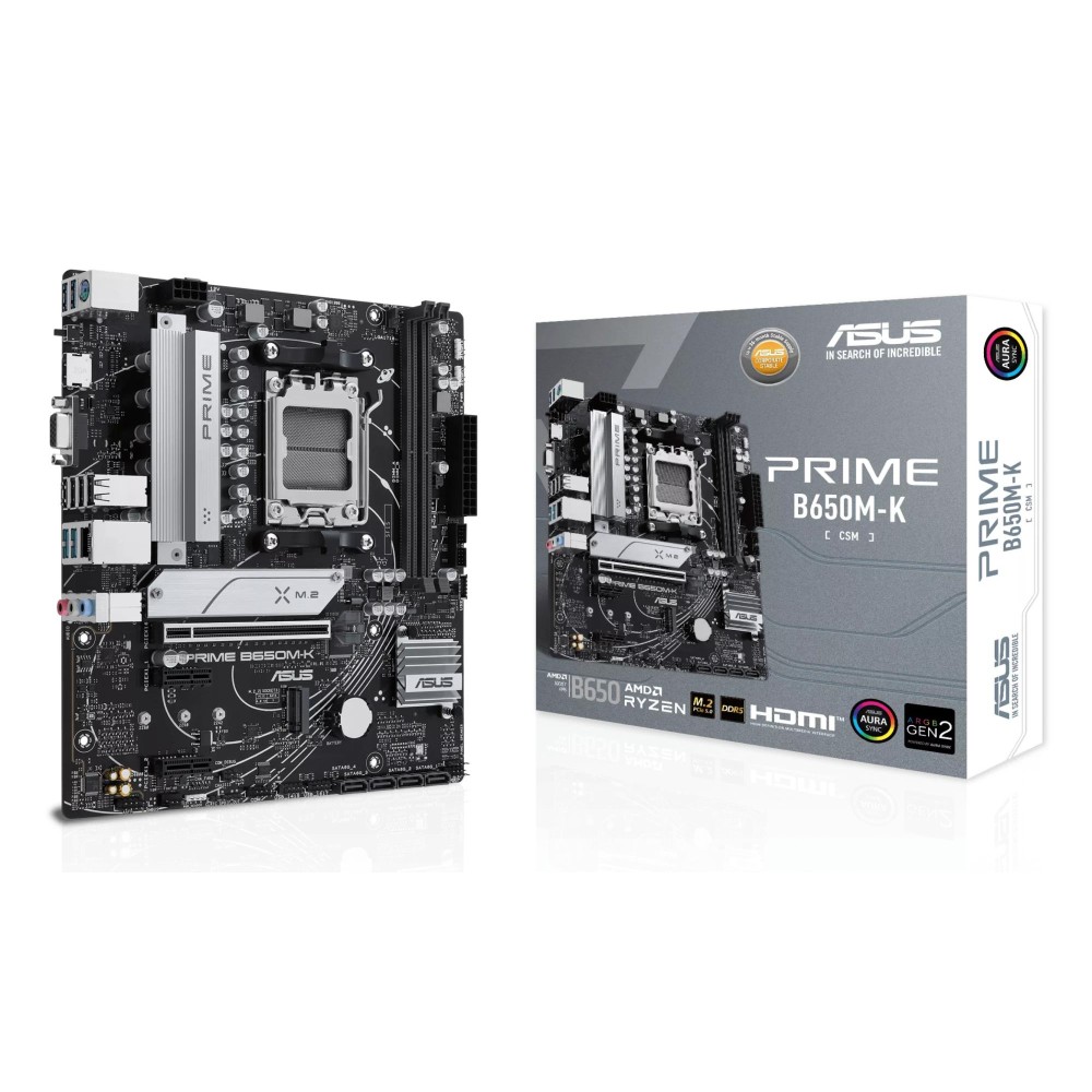 Mainboard|ASUS|AMD B650|SAM5|Micro-ATX|Memory DDR5|Memory slots 2|2xPCI-Express 4.0 1x|1xPCI-Express 4.0 16x|2xM.2|1x15pin D-sub|1xHDMI|4xUSB 2.0|4xUSB 3.2|1xPS/2|1xRJ45|3xAudio port|PRIMEB650M-K