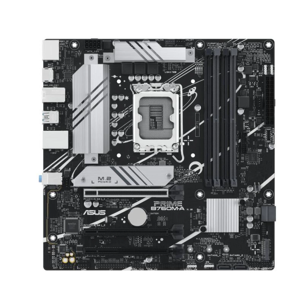 Mainboard|ASUS|Intel B760 Express|LGA1700|Micro-ATX|Memory DDR5|Memory slots 4|2xPCI-Express 4.0 16x|2xM.2|1xHDMI|2xDisplayPort|4xUSB 2.0|2xUSB 3.2|1xPS/2|1xRJ45|3xAudio port|PRIMEB760M-A-CSM