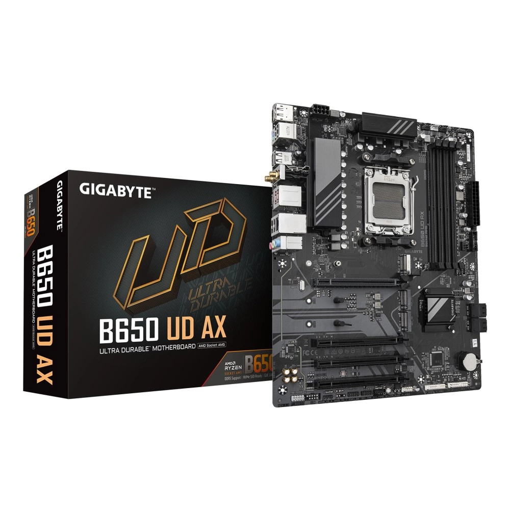 Mainboard|GIGABYTE|AMD B650|SAM5|ATX|Memory DDR5|Memory slots 4|1xPCI-Express 16x|3xPCI-Express 3.0 16x|3xM.2|1xHDMI|1xDisplayPort|6xUSB 2.0|2xUSB 3.2|1xUSB-C|1xRJ45|3xAudio port|B650UDAX1.0Y1