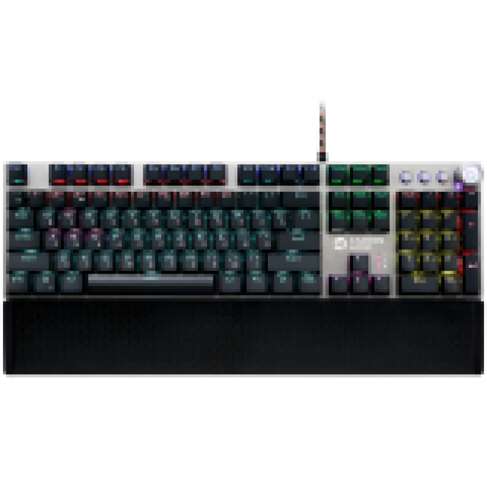 CANYON Nightfall GK-7, Wired Gaming Keyboard,Black 104 mechanical switches,60 million times key life, 22 types of lights,Removable magnetic wrist rest,4 Multifunctional control knobs,Trigger actuation 1.5mm,1.6m Braided cable,RU layout,dark grey, size:435