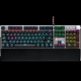 CANYON Nightfall GK-7, Wired Gaming Keyboard,Black 104 mechanical switches,60 million times key life, 22 types of lights,Removable magnetic wrist rest,4 Multifunctional control knob,Trigger actuation 1.5mm,1.6m Braided cable,US layout,dark grey, size:435*