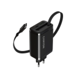CANYON charger OnCharge 65RC Build-In Cable USB-C 65W 1xPD 1xQC EU Black