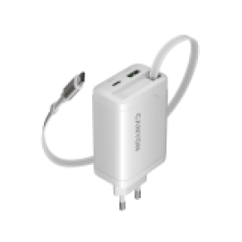 CANYON charger OnCharge 65RC Build-In Cable USB-C 65W 1xPD 1xQC EU White