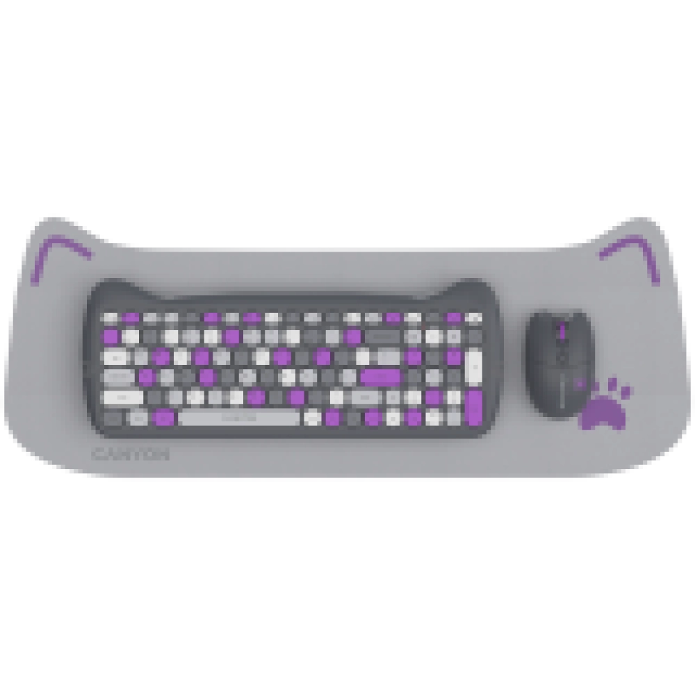 CANYON HSET-W6 EN Keyboard+Mouse Kitty Edition AAA+АА Wireless Violet
