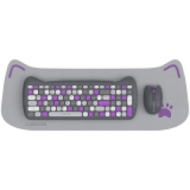 CANYON HSET-W6 EN Keyboard+Mouse Kitty Edition AAA+АА Wireless Violet
