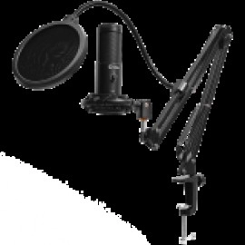 LORGAR Voicer 931, Gaming Microphone, Black, USB condenser microphone with boom arm stand, pop filter, tripod stand. including 1* microphone, 1*Boom Arm Stand with C-clamp, 1*shock mount, 1*pop filter, 1*windscreen cap, 1*2.5m type-C USB cable, 1* Extra t