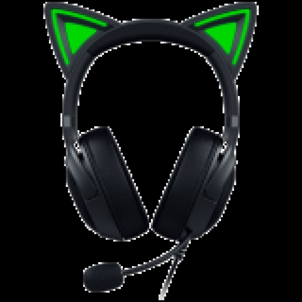 Kraken Kitty V2 - Black, Gaming headset, Kitty Ears, Stream Reactive Lighting, HyperClear Cardioid Mic, 40 mm TriForce Drivers, Built into the earcups microphone, Razer Chroma RGB (Ear and Earcups), Surround sound: Only available on Windows 10 64-bit